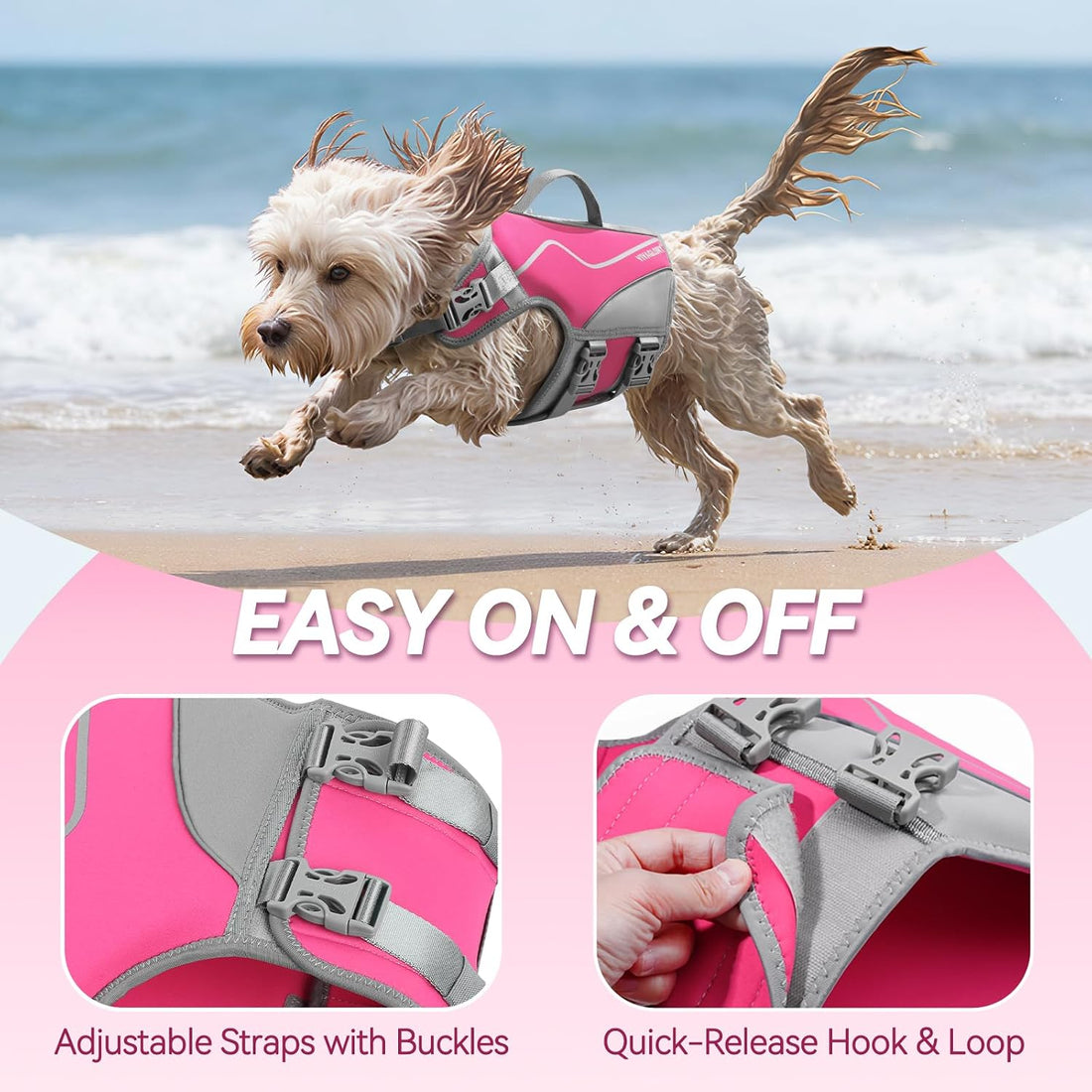 VIVAGLORY Dog Life Vest Neoprene Dog Swim Vest, M