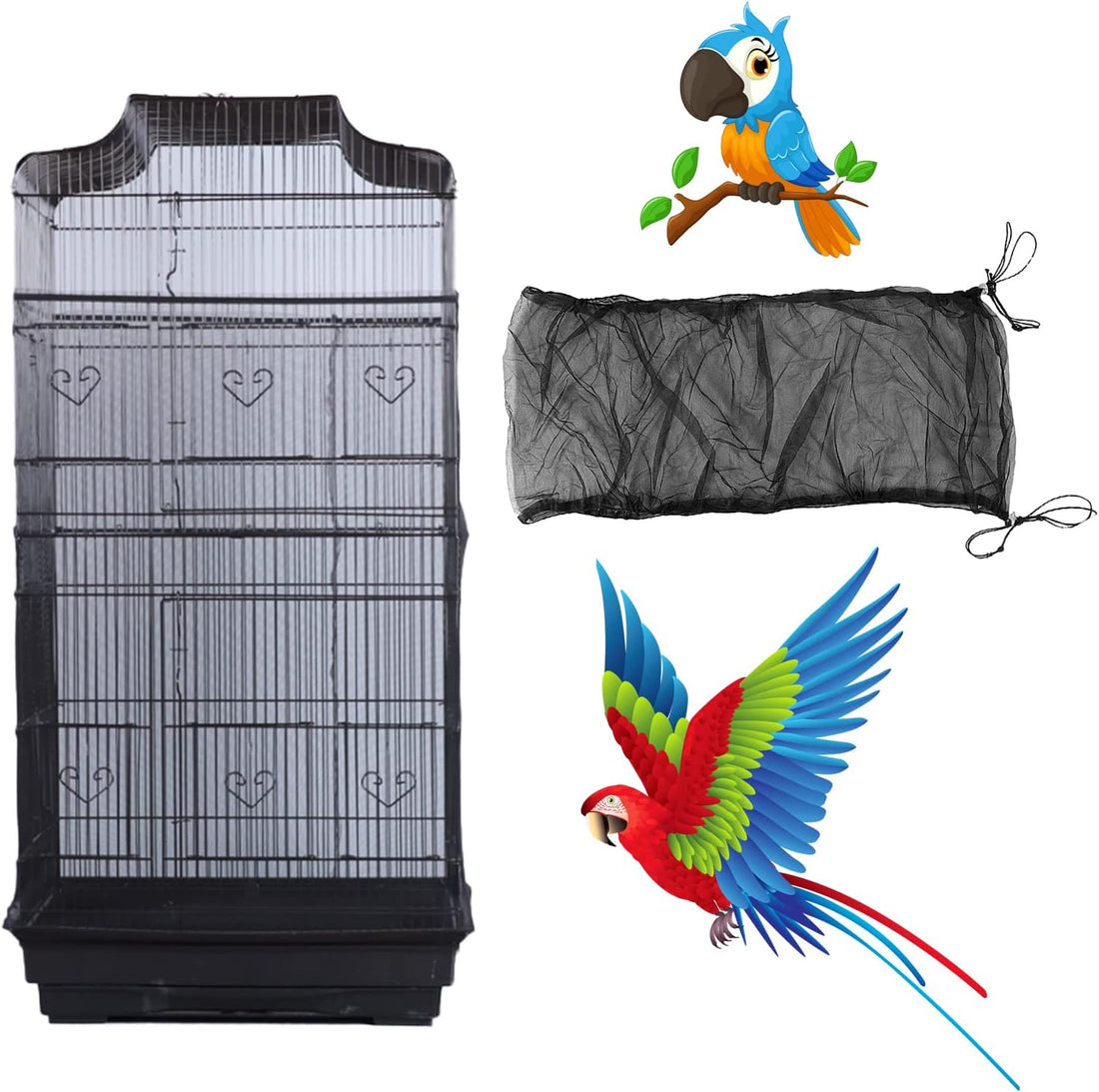 Bird Cage Seed Catcher, Large Airy Gauze Seeds Bird Cage Cover Guard