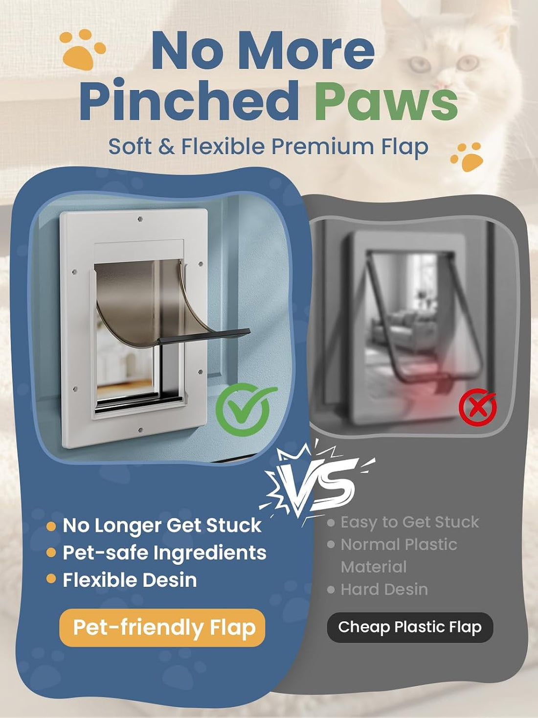 Cat Door with Soft Magnetic Flap, Pets Up to 20 lb