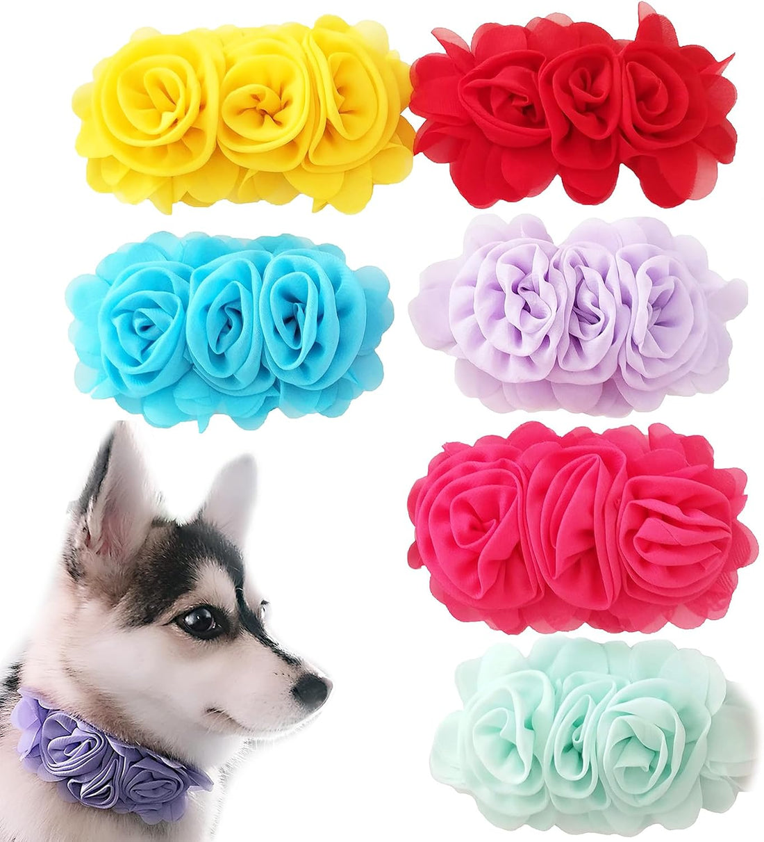4PCS Dog Collar Flower Pink Attachment Bow Slider Charm for Large Dog