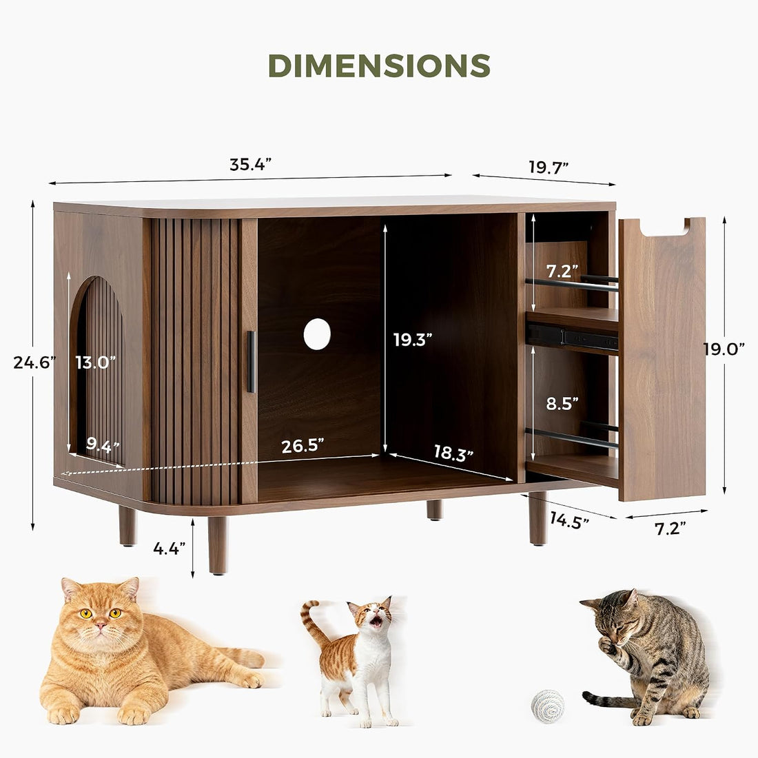 IRONCK Cat Litter Box Enclosure with Sliding Tambour Door