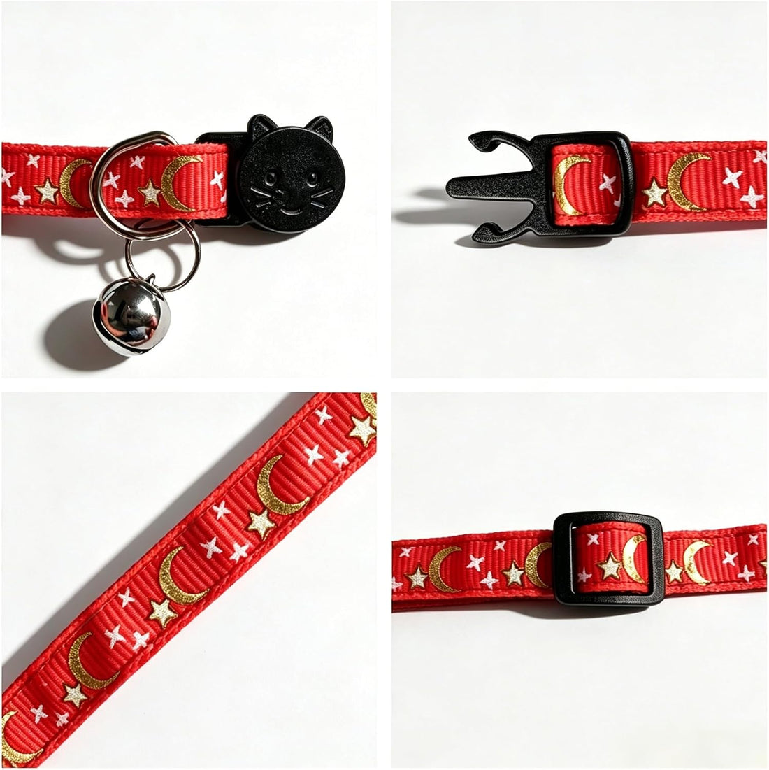 6Pack Cat Collars Quick Release Star Moon Pattern Reflective Kitten