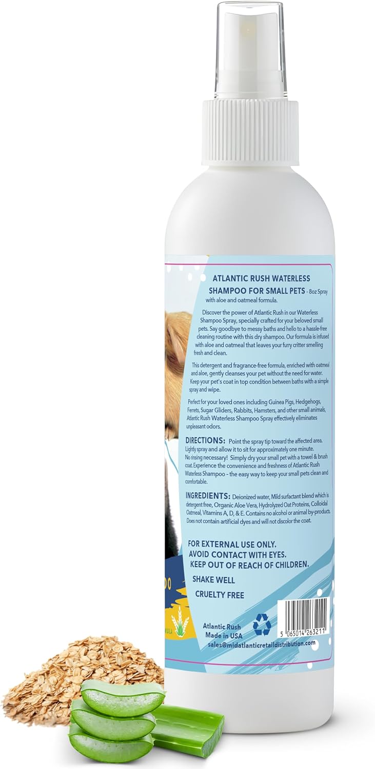 Atlantic Rush Waterless Shampoo for Small Pets- 8oz Pet Spray