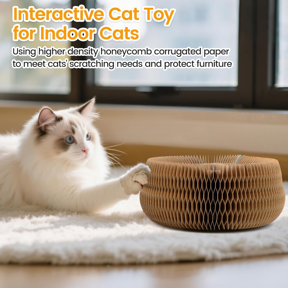 Kitty Kurls Magic Organ Cardboard Cat Scratcher Toy with 2 Balls