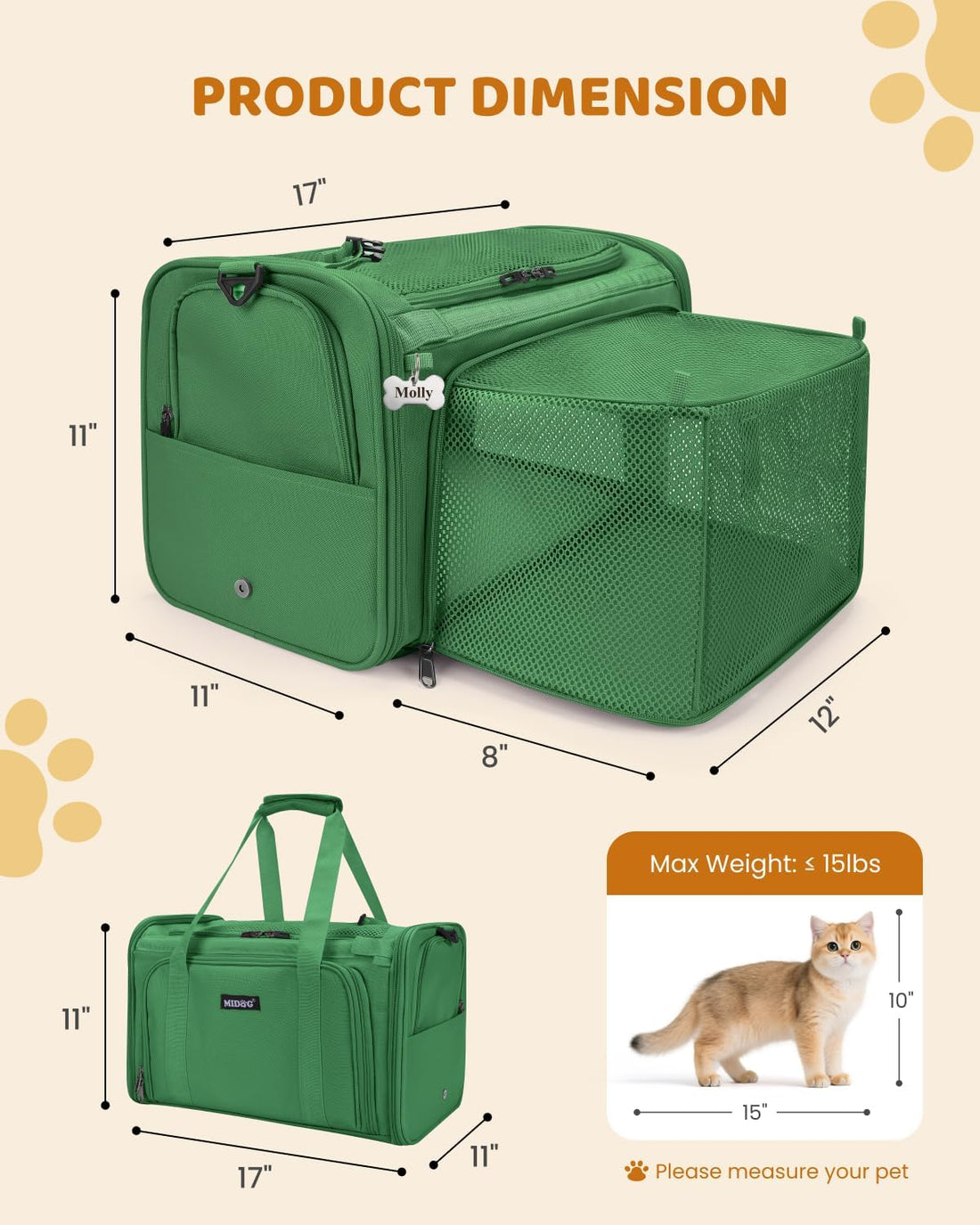 MIDOG Soft Cat Carrier Airline Approved