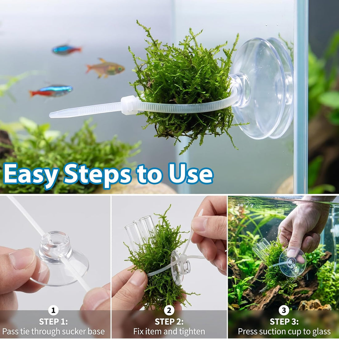 10 Pack Suction Cups with 10 Adjustable Zip Ties for Aquarium Fish