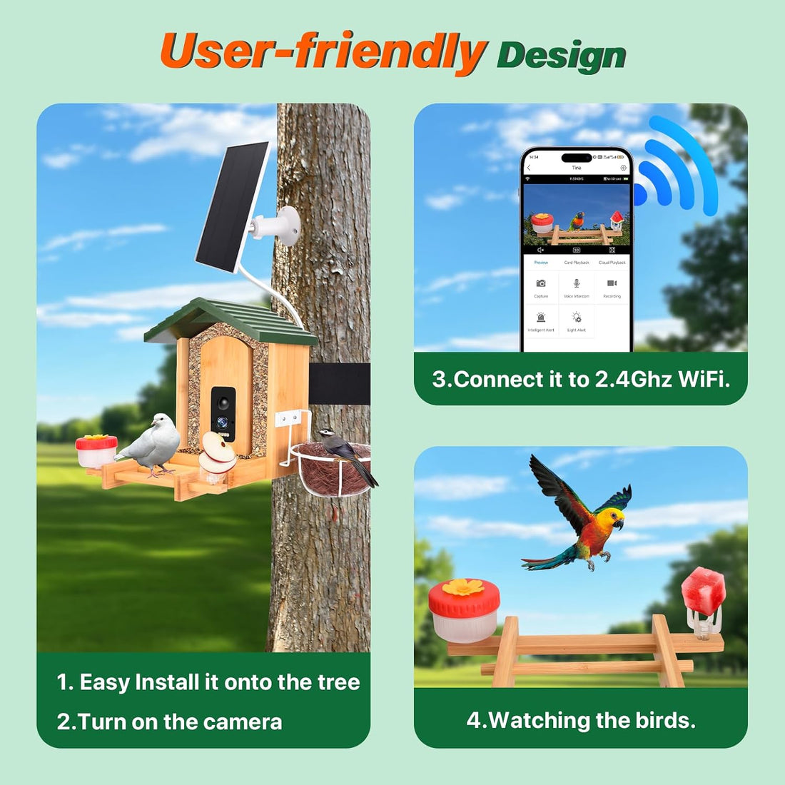 Smart Bird Feeder with Camera Solar Powered