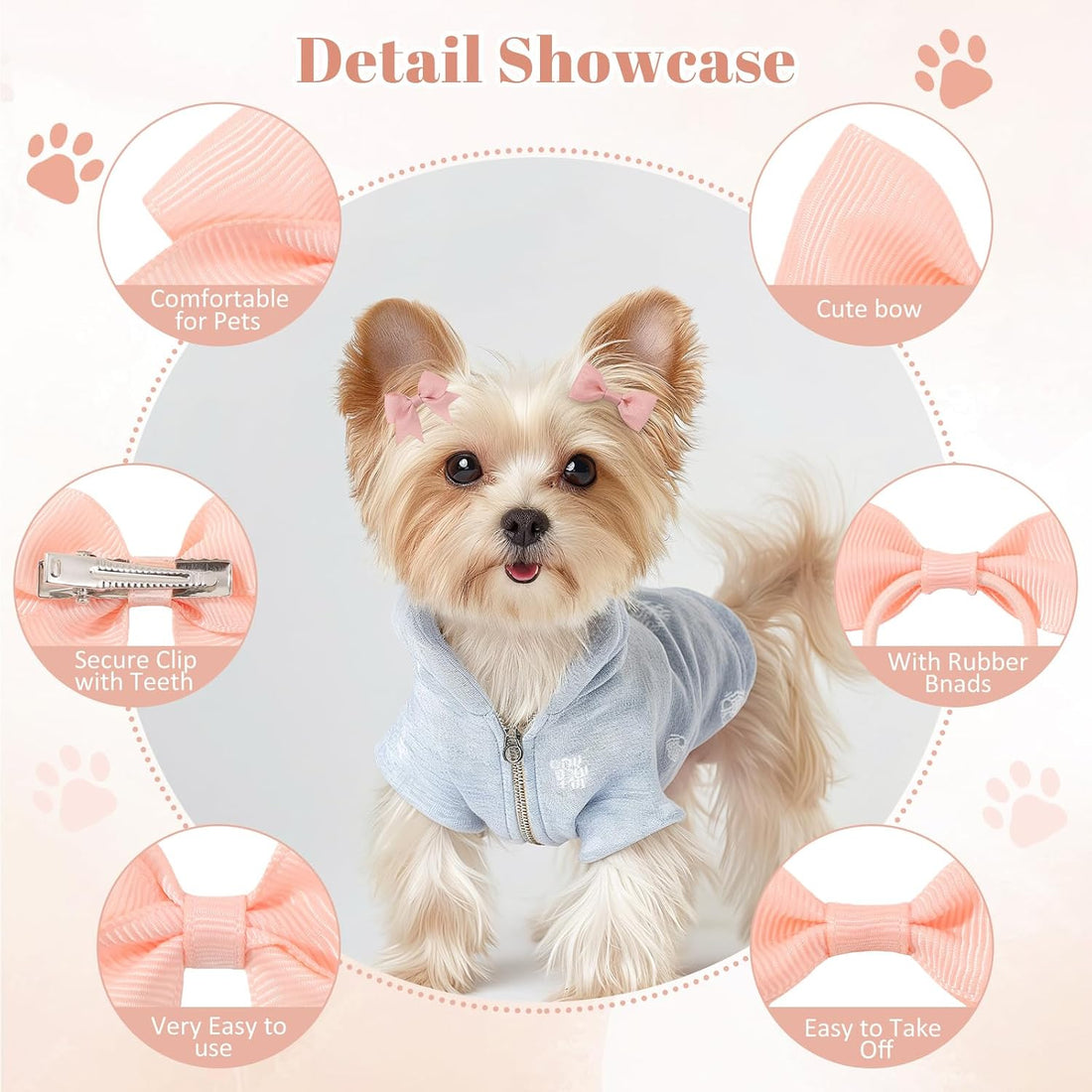 yoyokid 40PCS 2Inch Puppy Dog Hair Bows with Clips & Rubber Bands