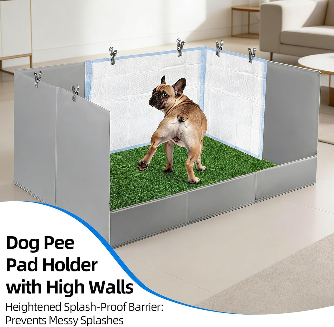 High Walls Dog Pee Pad Holder with Artificial Grass
