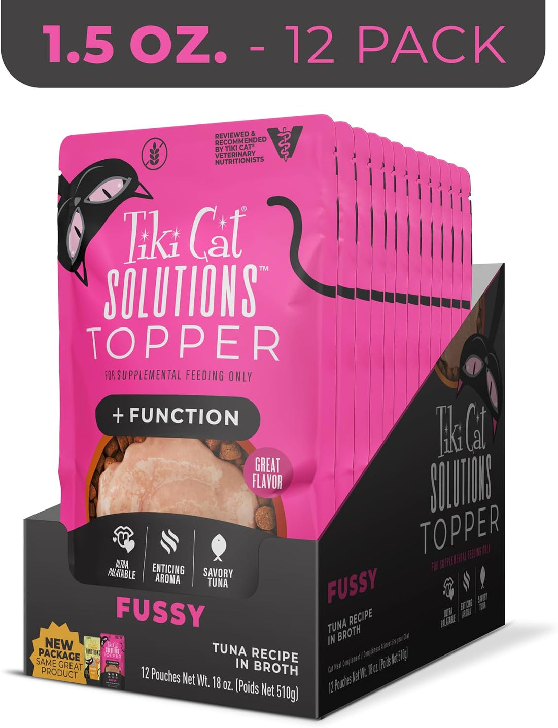 Tiki Cat Solutions Topper, Fussy, Tuna Recipe in Broth, 1.5 oz. Pouch