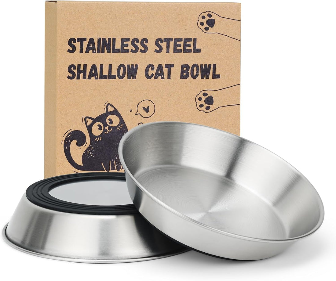 4-Pack 304 Stainless Steel Cat Food Bowls, Non-Slip Basic Dishes