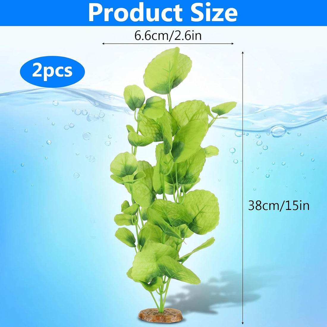2 Pack 14 Inch Silk Aquarium Plants for Small Tank for Betta Fish
