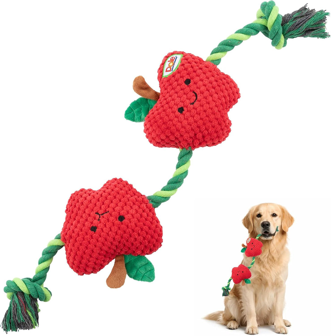 Dog Rope Toy with Squeakers, Broccoli Tug of War Dog Toy