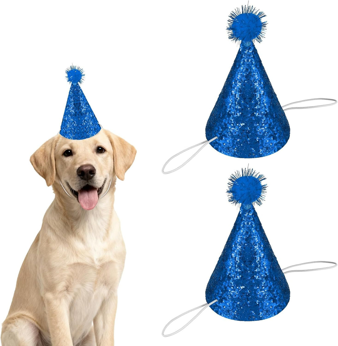 Dog Birthday Hat, Mini Small Dog Hats Cat Cobalt Blue, 2 Pcs