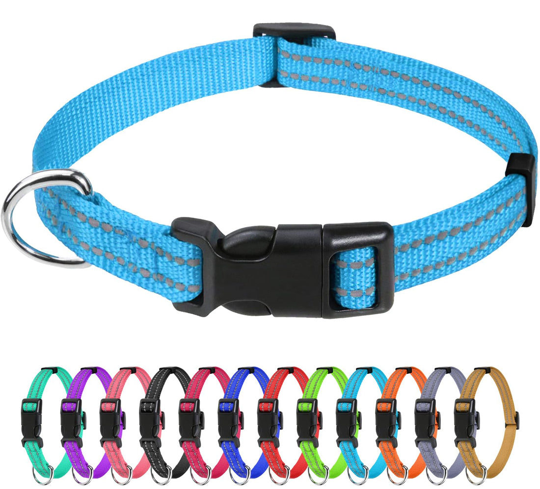 TagME Dog Collar for Small Dogs Reflective High Visibility Soft Nylon
