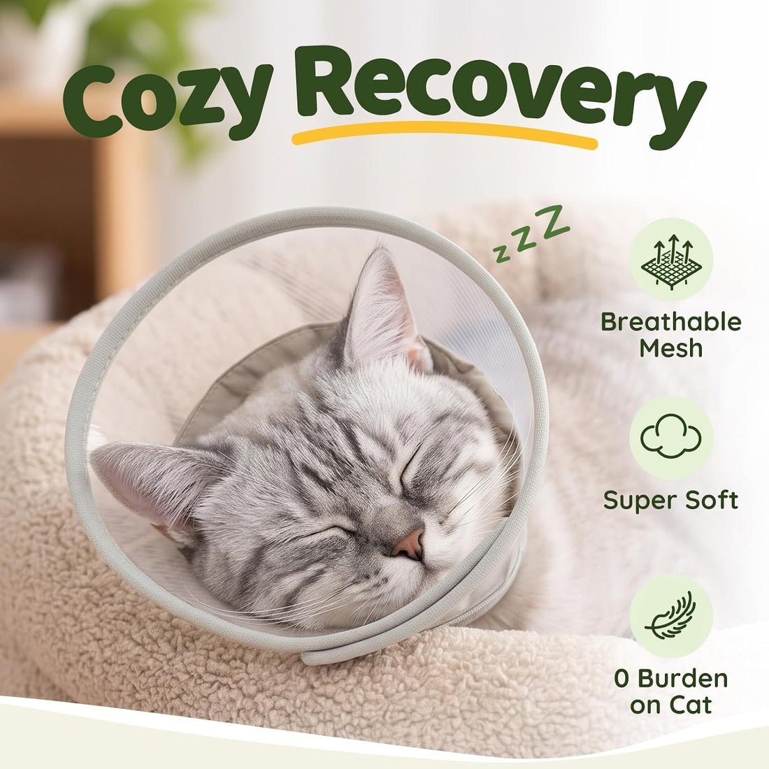 Soft Cat Cone Collar with Padding to Stop Licking After Surgery