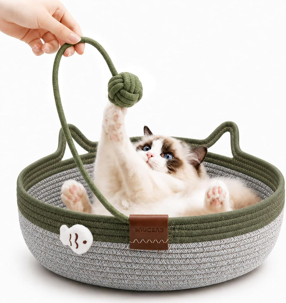 Instinct Basket for Cats, Handwoven Cotton Rope Cat Beds