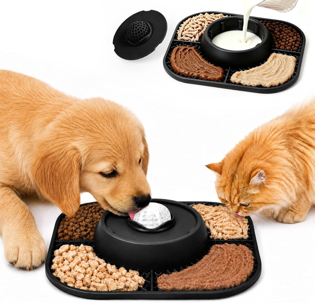 Slow Feeder Dog Bowls 3-in-1 & Lick Mat & Anti-Choking Rolling Ball