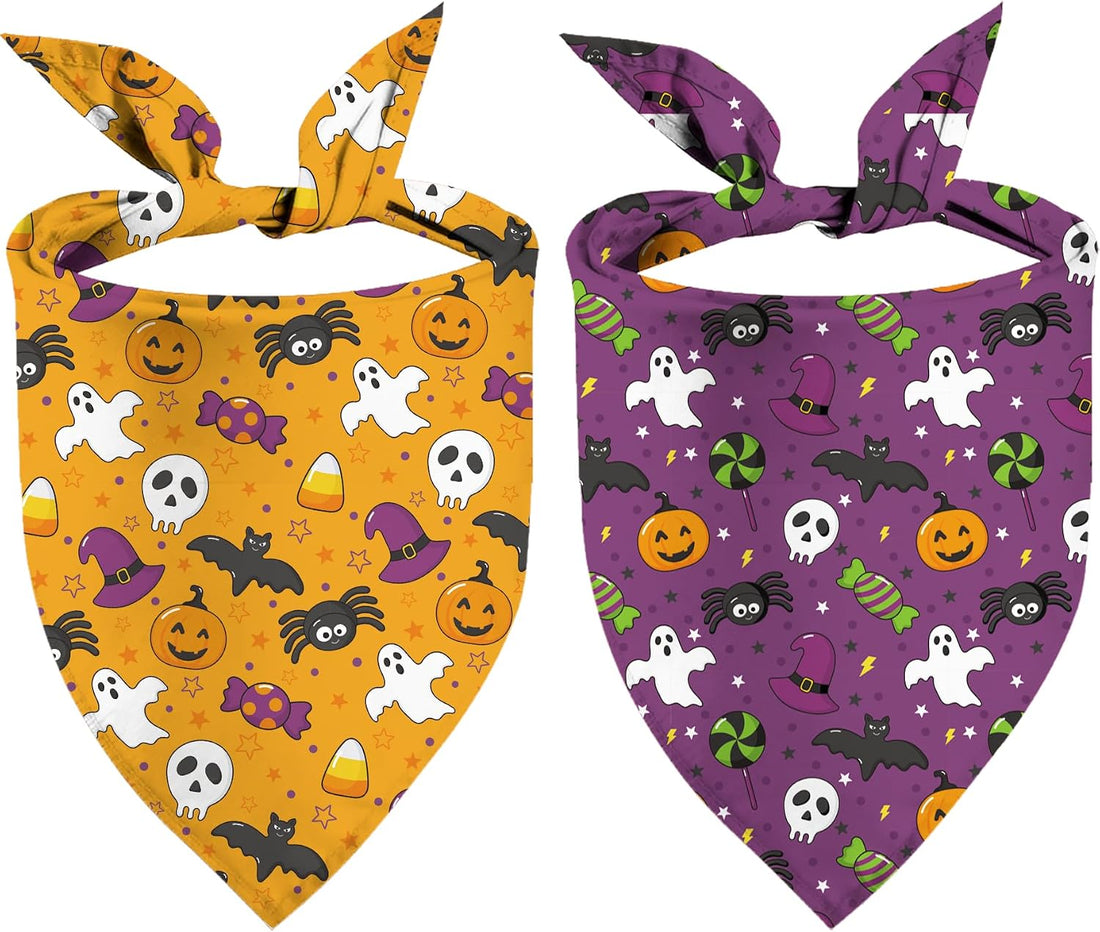 Halloween Dog Bandana Ghost Boo Scarf for Small Medium Large Dogs