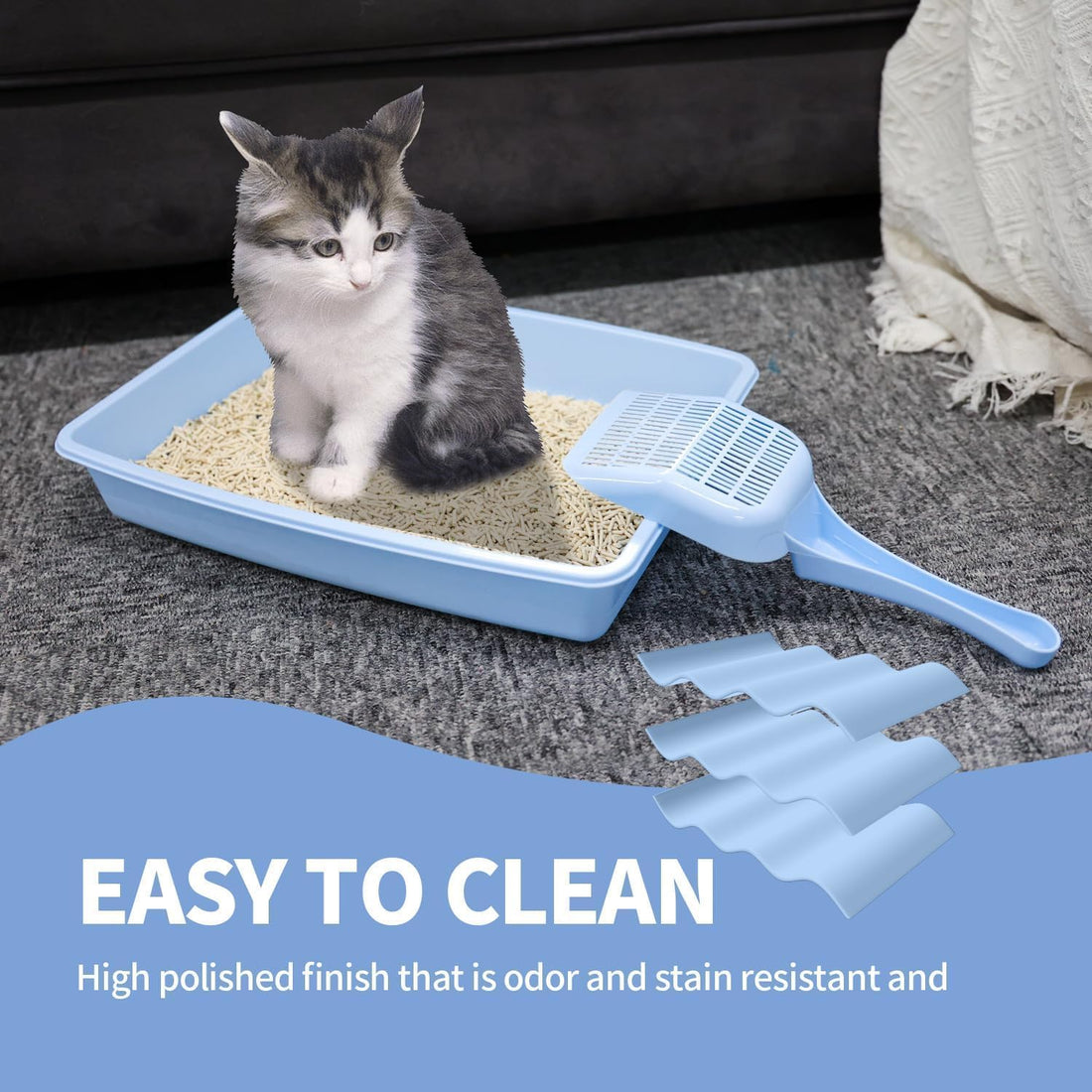 PAWISE Small Cat Litter Box,14.3 x 10.6 x 2.5 Kitten Litter Box