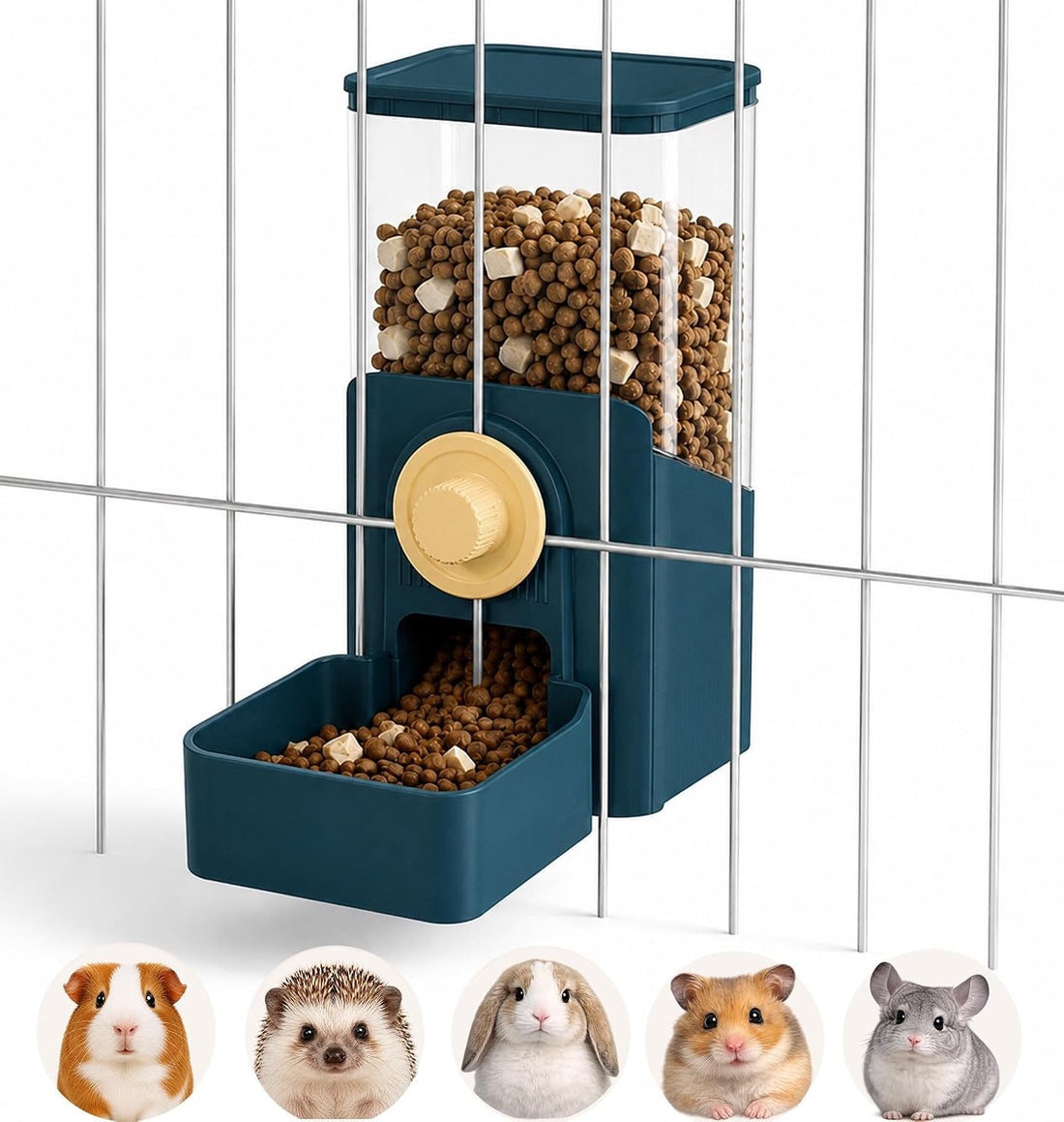 41 oz Hanging Gravity Feeder for Small Animal Cages Rabbit & Guinea