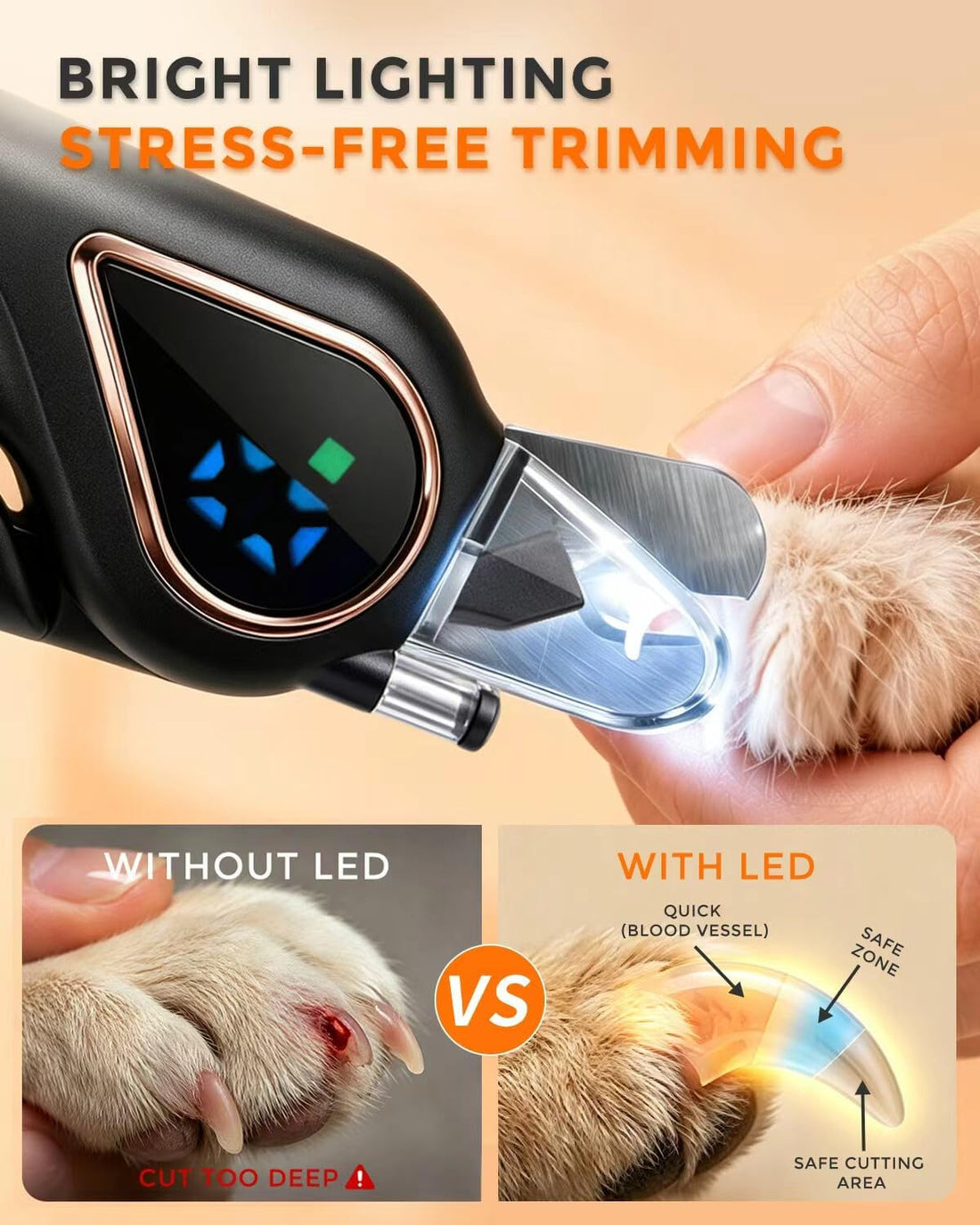 2-in-1 Dog Nail Clippers & Cat Grinder with Dual LED Lights