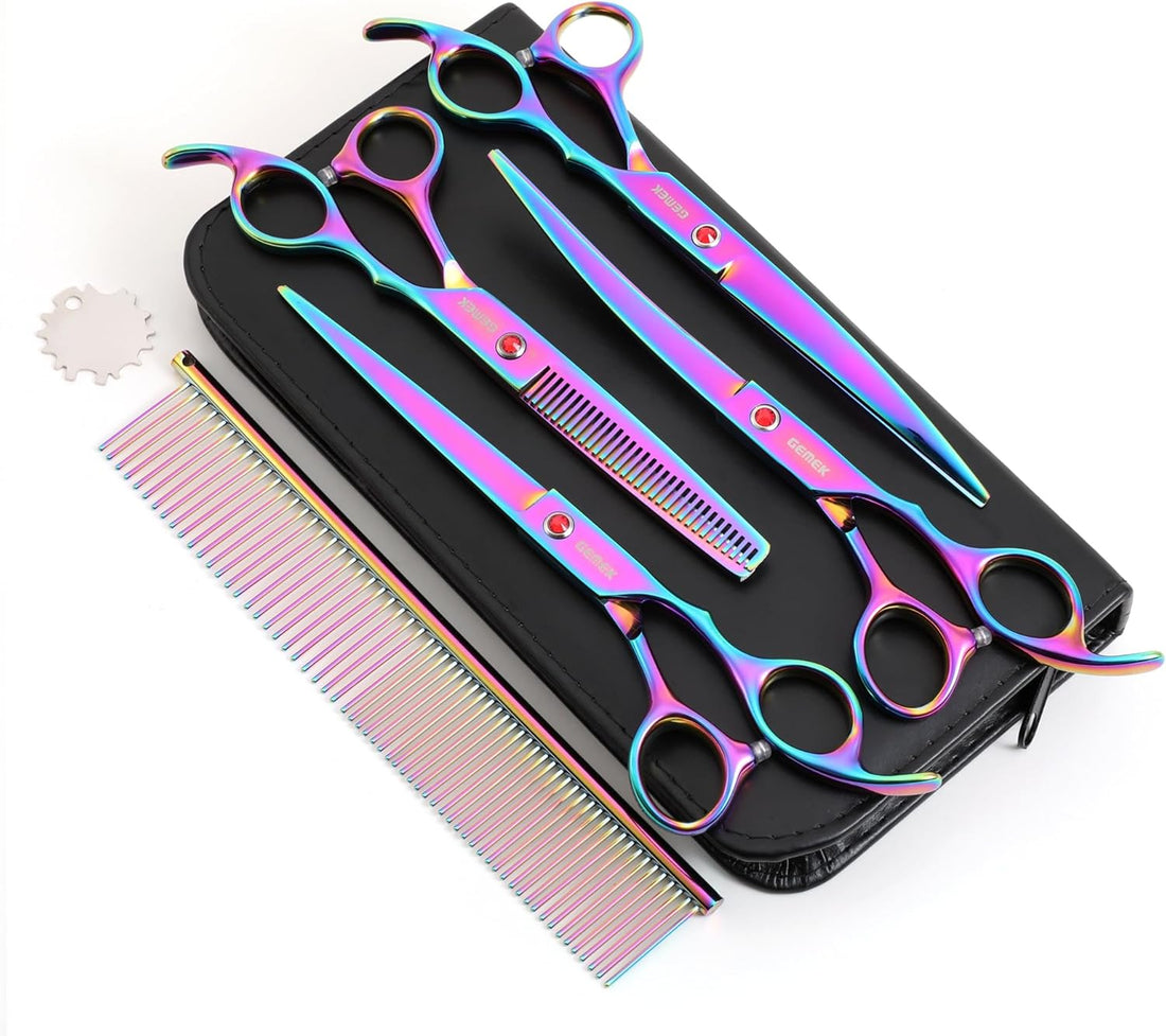 7.0in Titanium Dog Grooming Scissors Set