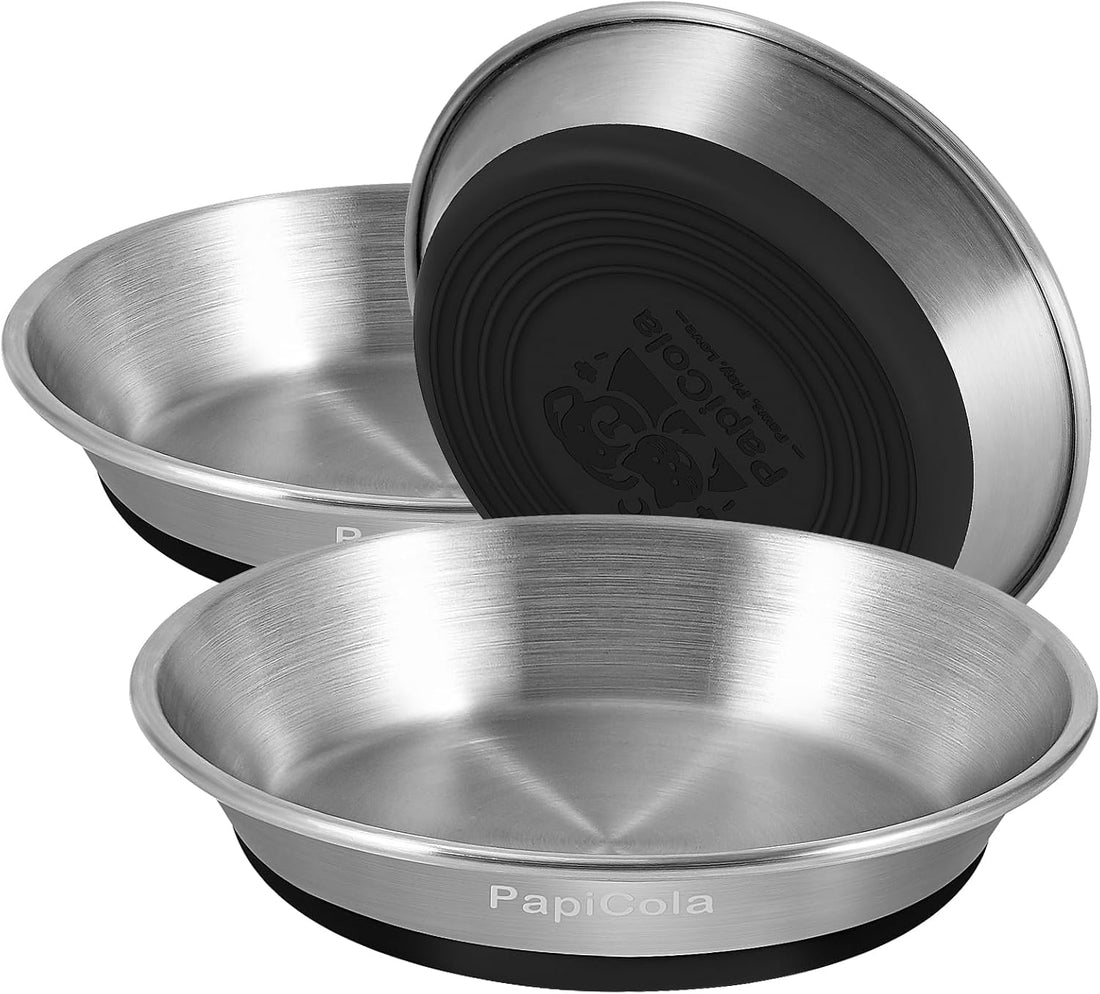 Stainless Steel Cat Bowl 2PC, Non-Slip cat Food Dish, Metal Cat Bowl