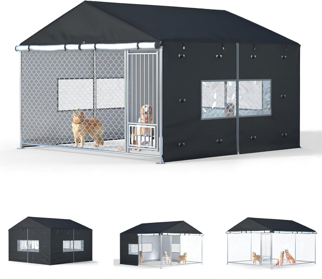 Outdoor Dog Kennel Cover, 10'Dx10'Wx7'H,Full Coverage