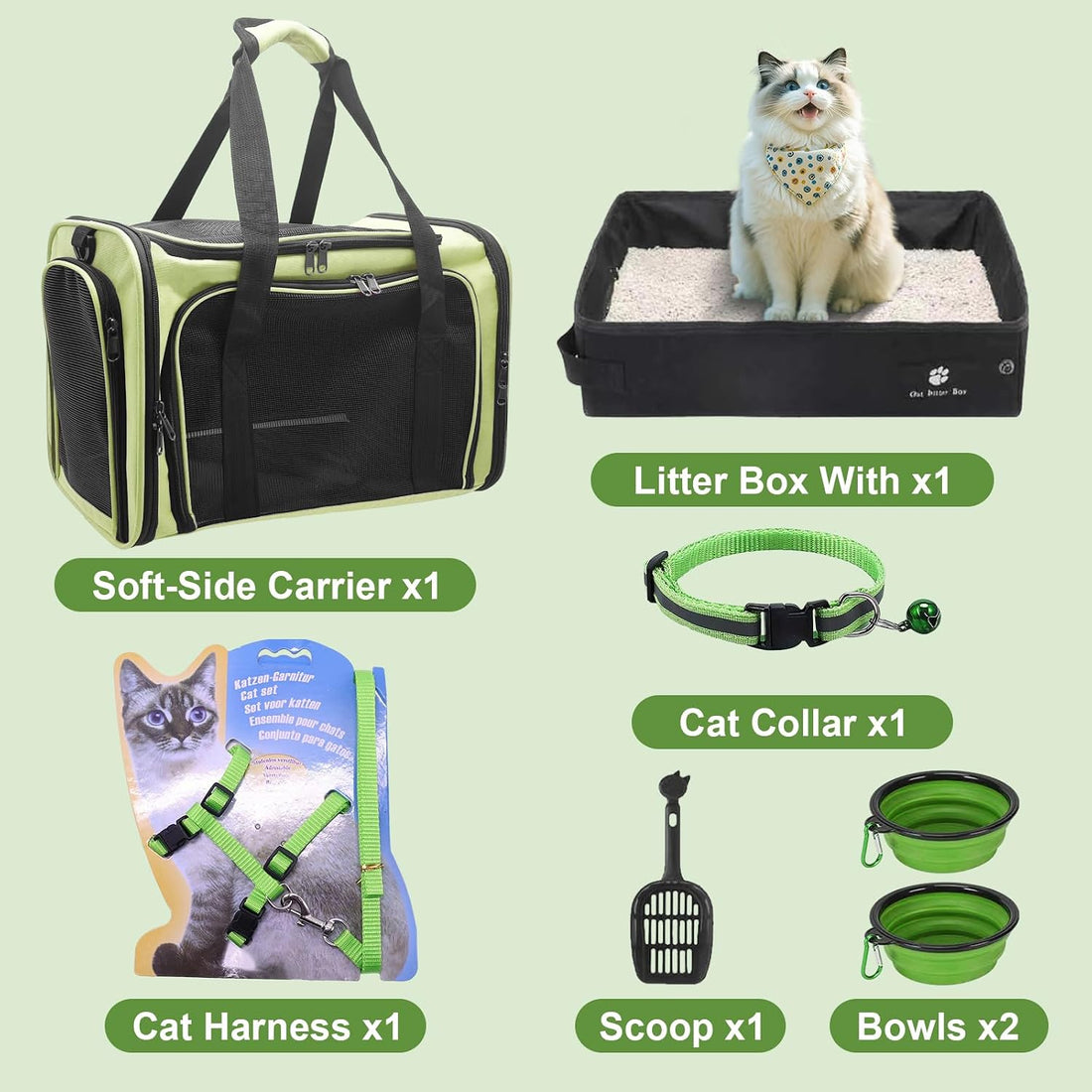 Cat Carrier with Litter Box, Cat Travel Carrier Soft Sided & Foldable