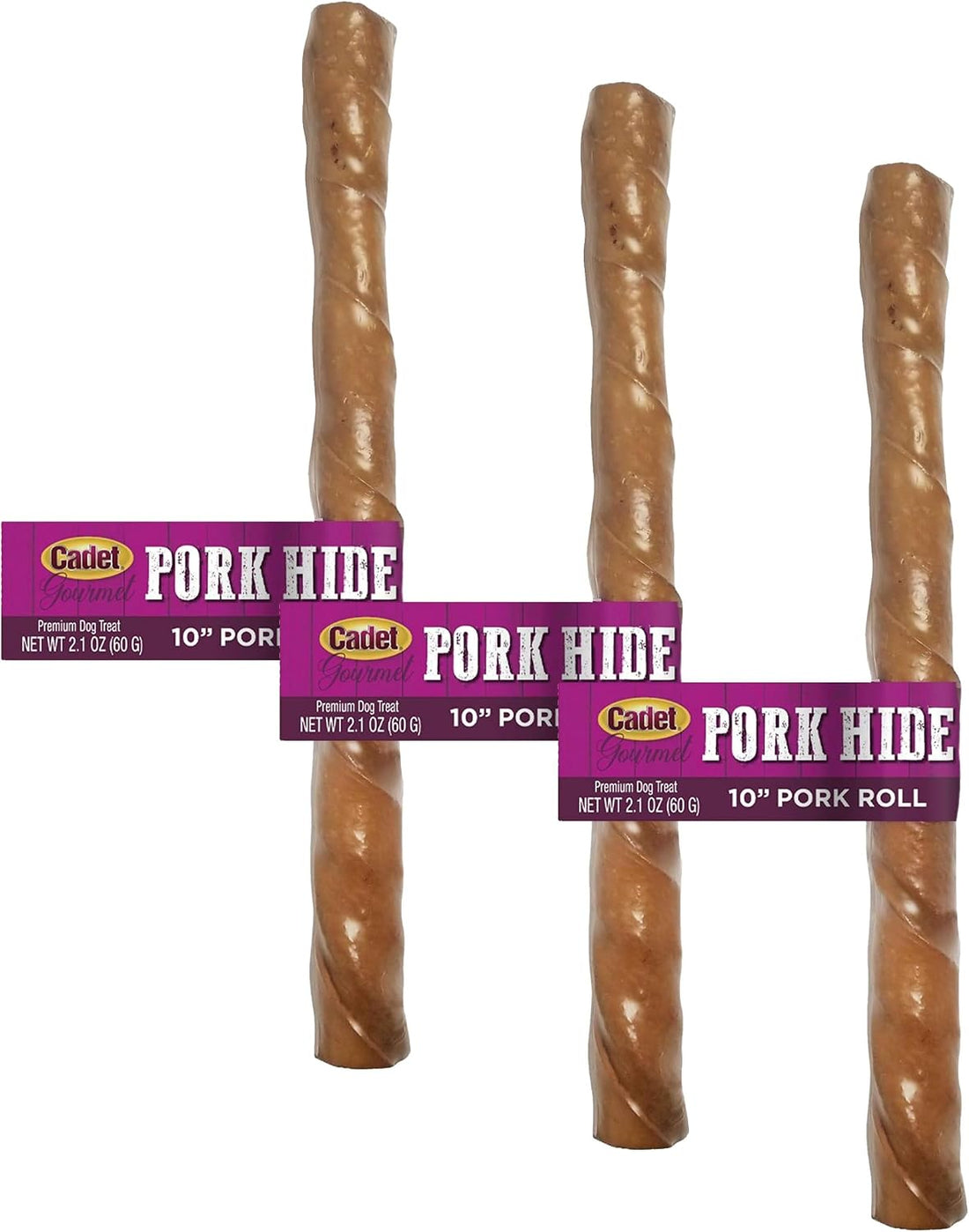 Cadet Gourmet Pork Roll Twists Dog Chews, 5 Count, 10"