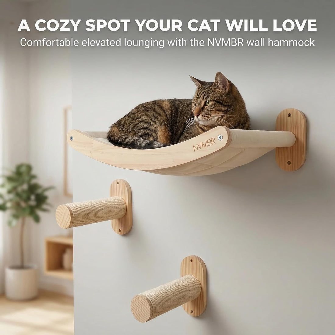Cat Wall Shelf Bed Hammock with Sisal Stairs Set