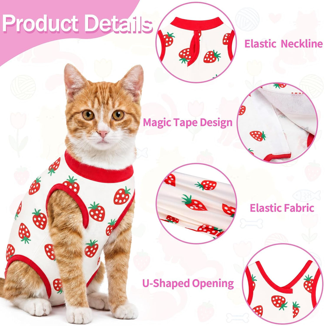 Coppthinktu Cat Recovery Suit Female Cat Onesie for Spay Abdominal