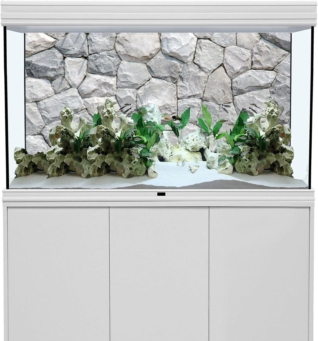 48x24 inches White Stone Aquarium Backdrop Rocky Fish Tank Background