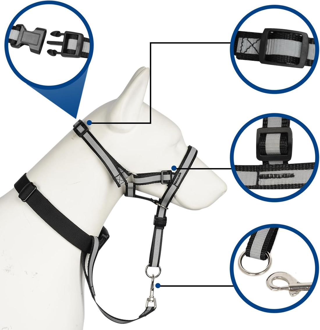 BARKLESS Reflective Head Collar, No Pull Collar for Small Medium Dogs