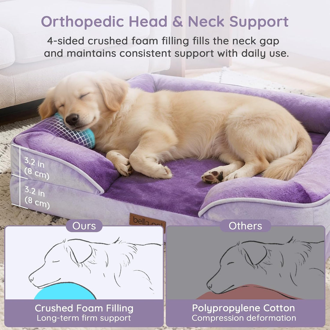 BELLA & PAL Orthopedic Dog Sofa Bed for Small/Medium Dog No Assembly