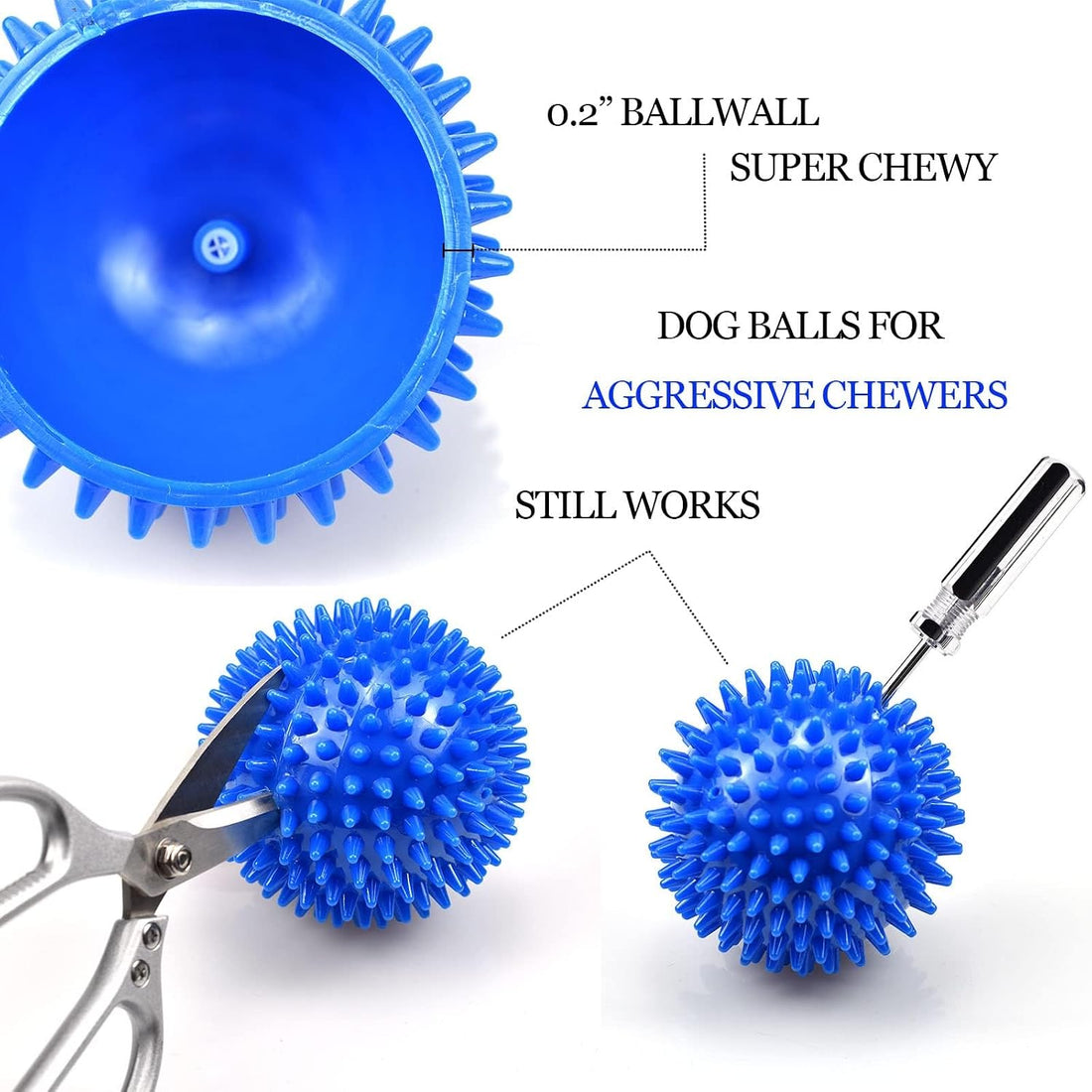 Ousiya Dog Balls 4.5” Squeaky Dog Toys Spikey Ball for Aggressive