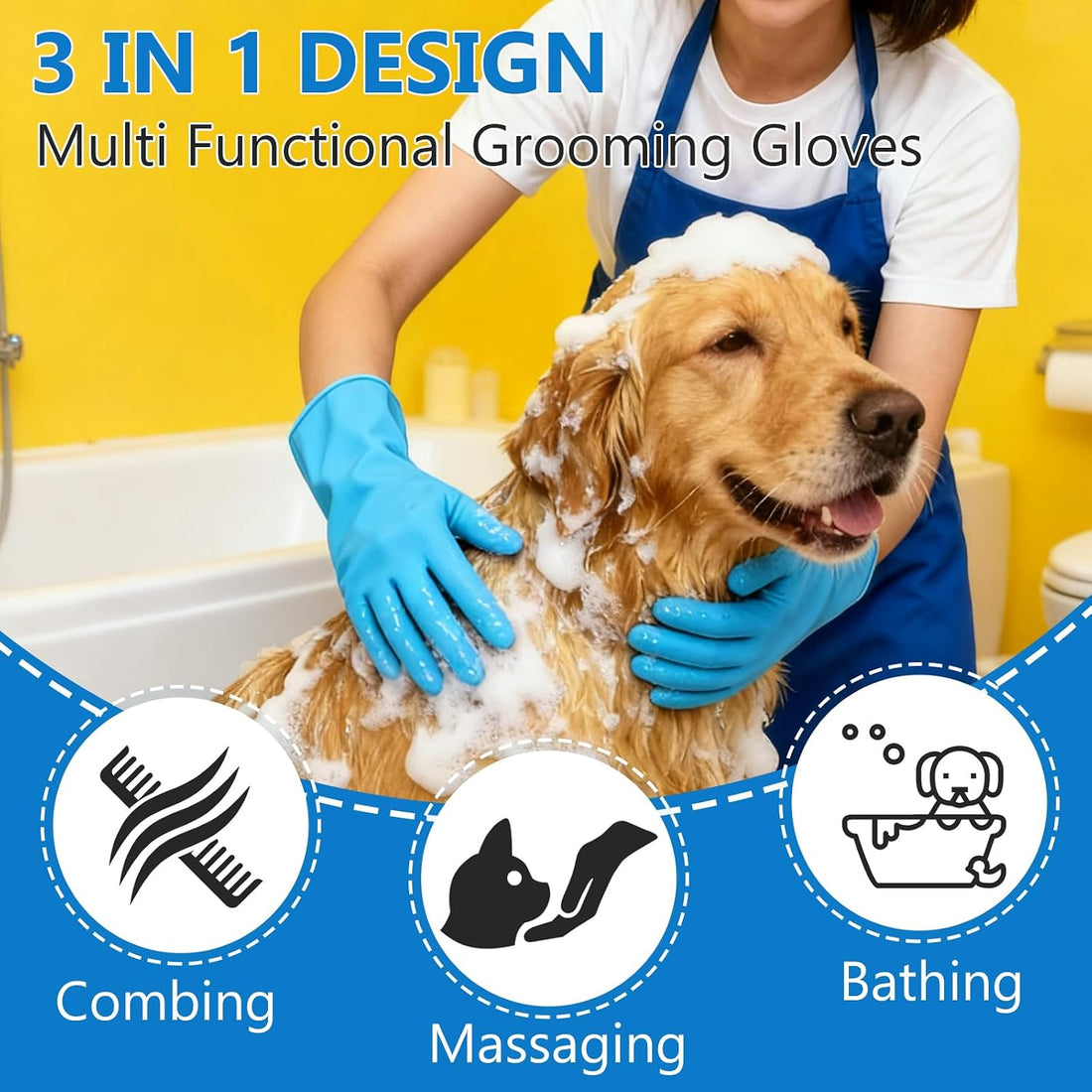 nooepc 6PCS Dog Washing Gloves Pet Grooming Gloves Dog Bath Supplies
