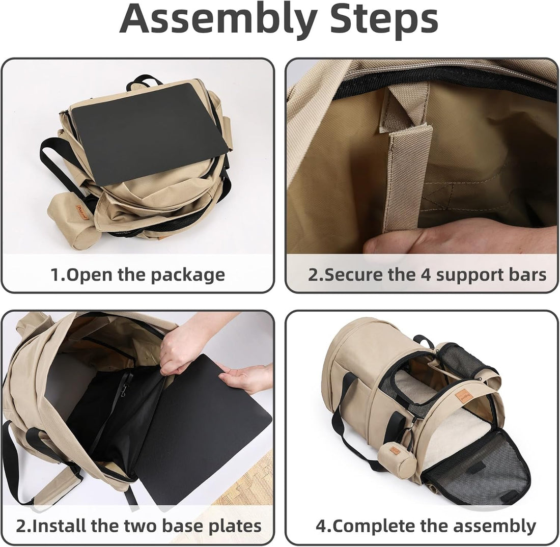 Dog Backpack Carrier – Comfortable Travel Bag for Pets –Khaki