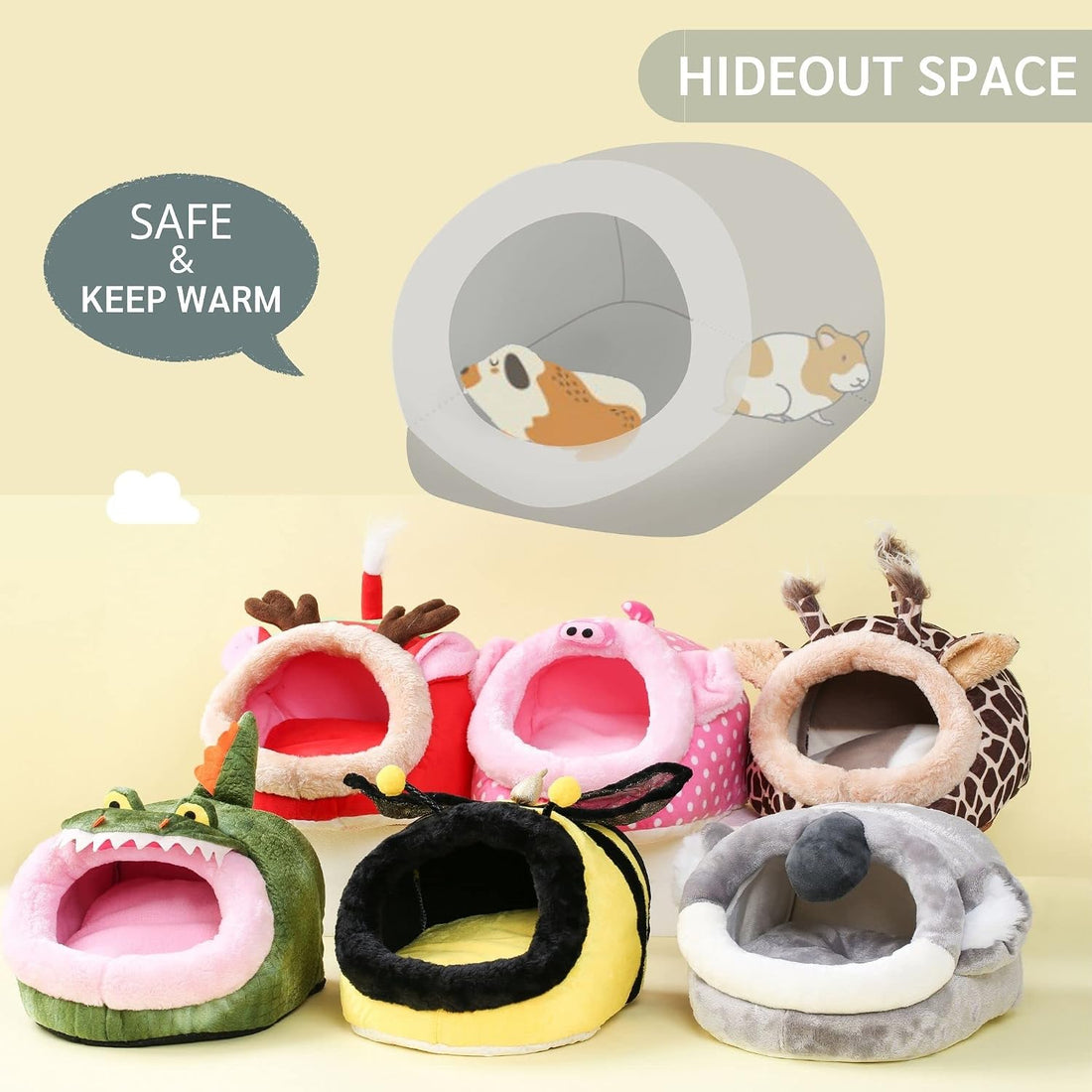 JanYoo Animal Bed Guinea Pig Accessories Cage Habitat Toy Hideout