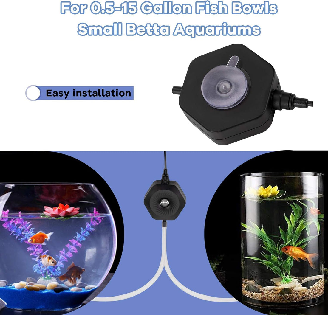 hygger Quiet Mini Small Aquarium Air Pump Betta Fish Tank Bubbler