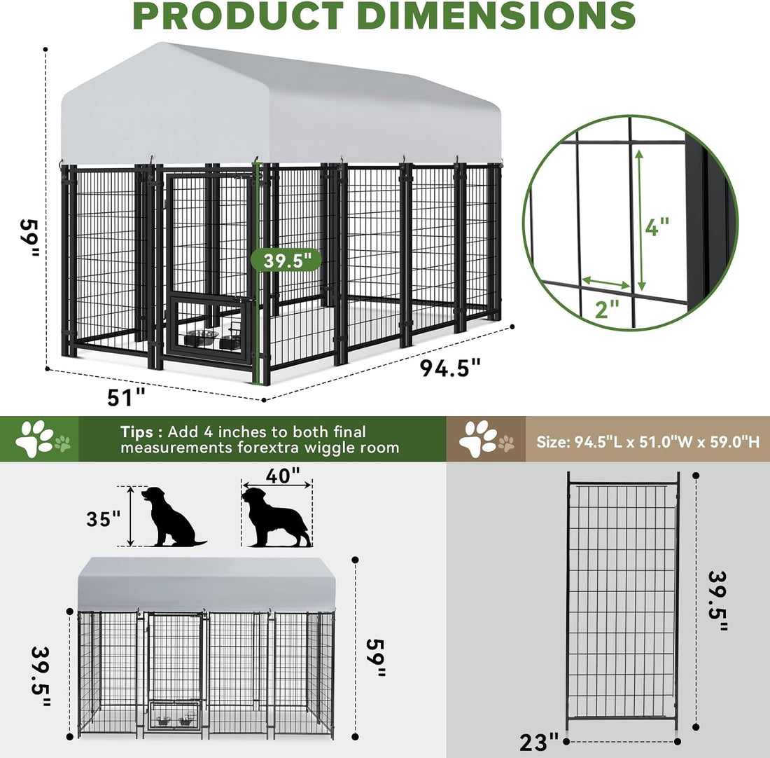 Oranland 8x4x5FT Outdoor Dog Kennel for Small/Medium/Large Dogs
