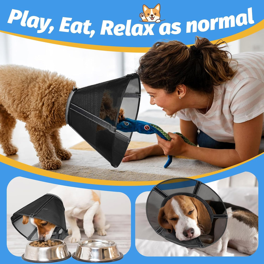 Mesh Dog Cone Collar Soft to Stop Licking Surgery Recovery Alternative
