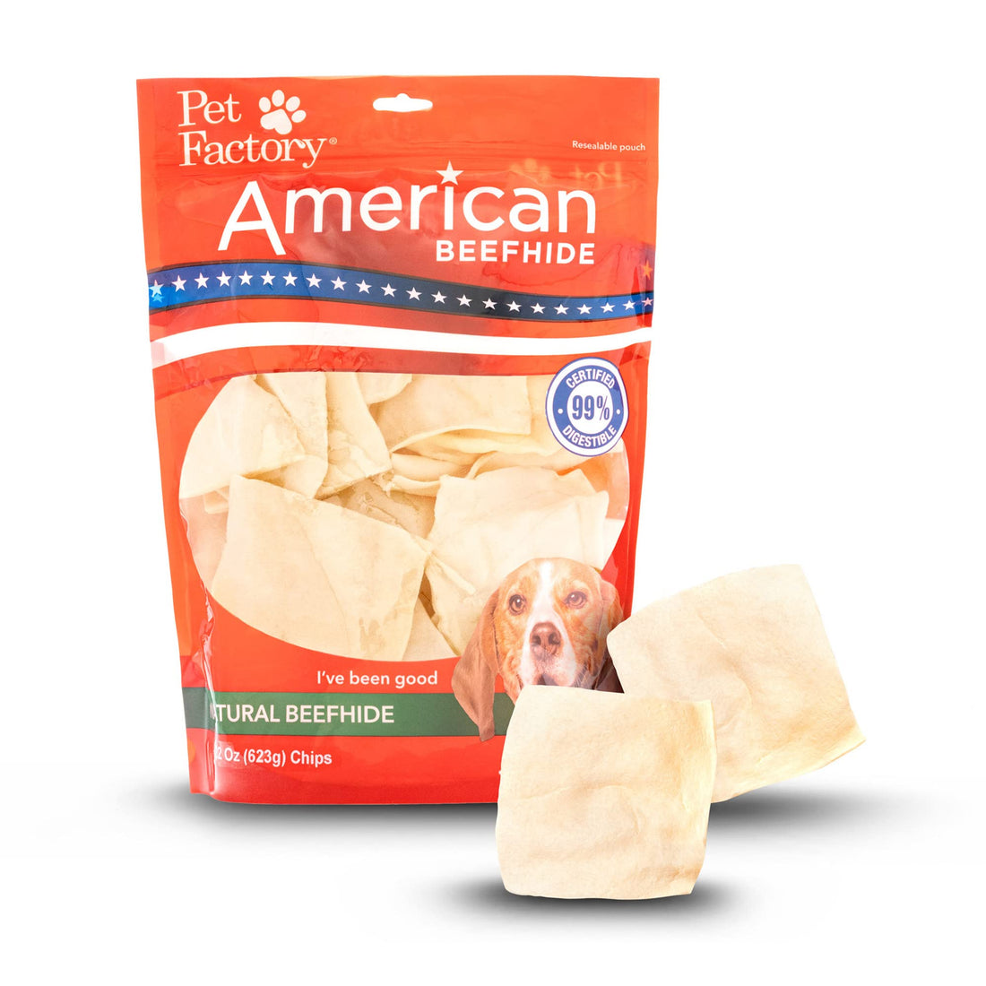 Pet Factory American Beefhide Chips Dog Chew Treats - Natural Flavor