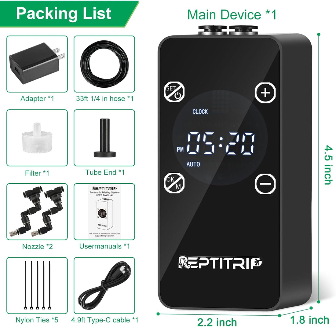 Reptile Mister With Smart Timer, Automatic Reptile Misting System