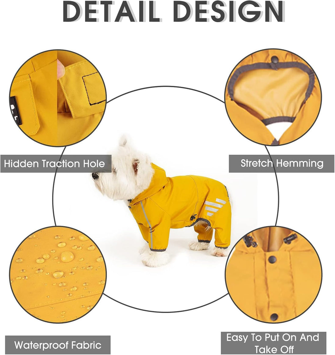 Dog Raincoat, Waterproof Dog Rain Jacket with Hood
