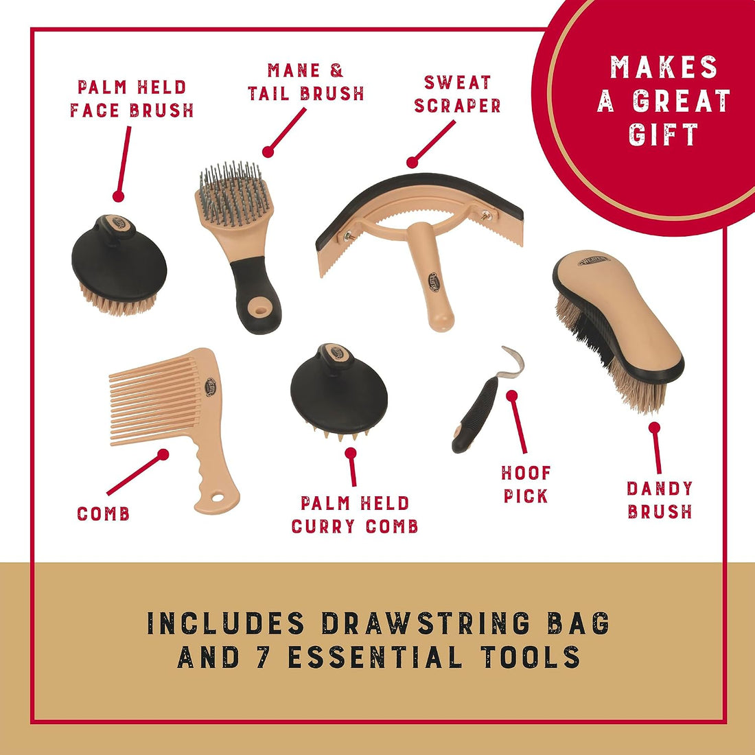 Weaver Equine Horse Grooming Kit, 7-Piece with Tote Bag