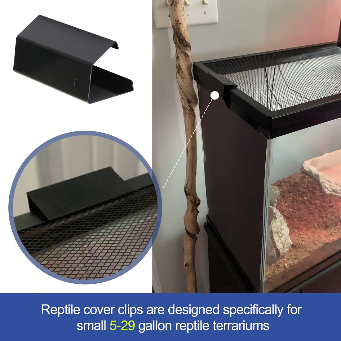Reptile Screen Tank Clips,Terrarium Covers Heavy Duty Screen Clip