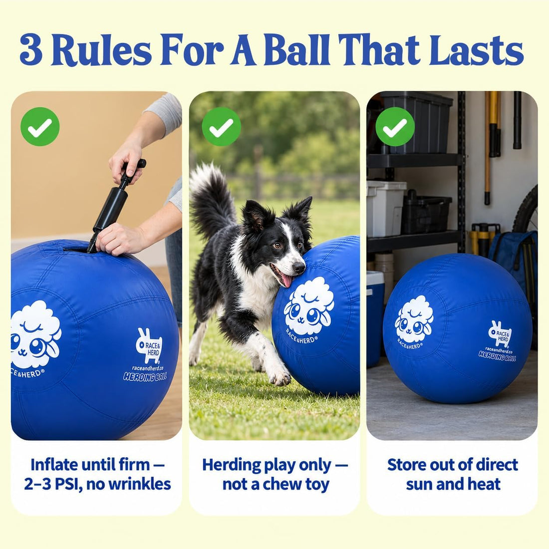 Race&Herd 25" Original Herding Ball — Cover, Inner Ball & Pump (Ocean)