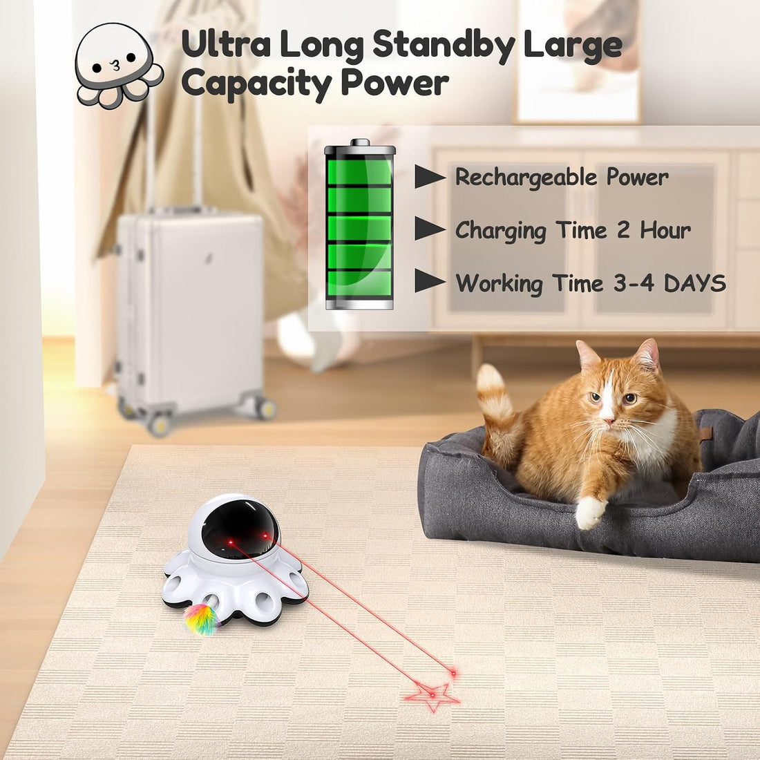 ORSDA Cat Laser Toy, 2-in-1 Interactive Automatic Motion Activated